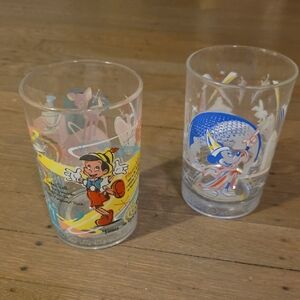 Walt Disney World / McDonald Character Glass Set Of 2- 100 Years & Epcot Vintage